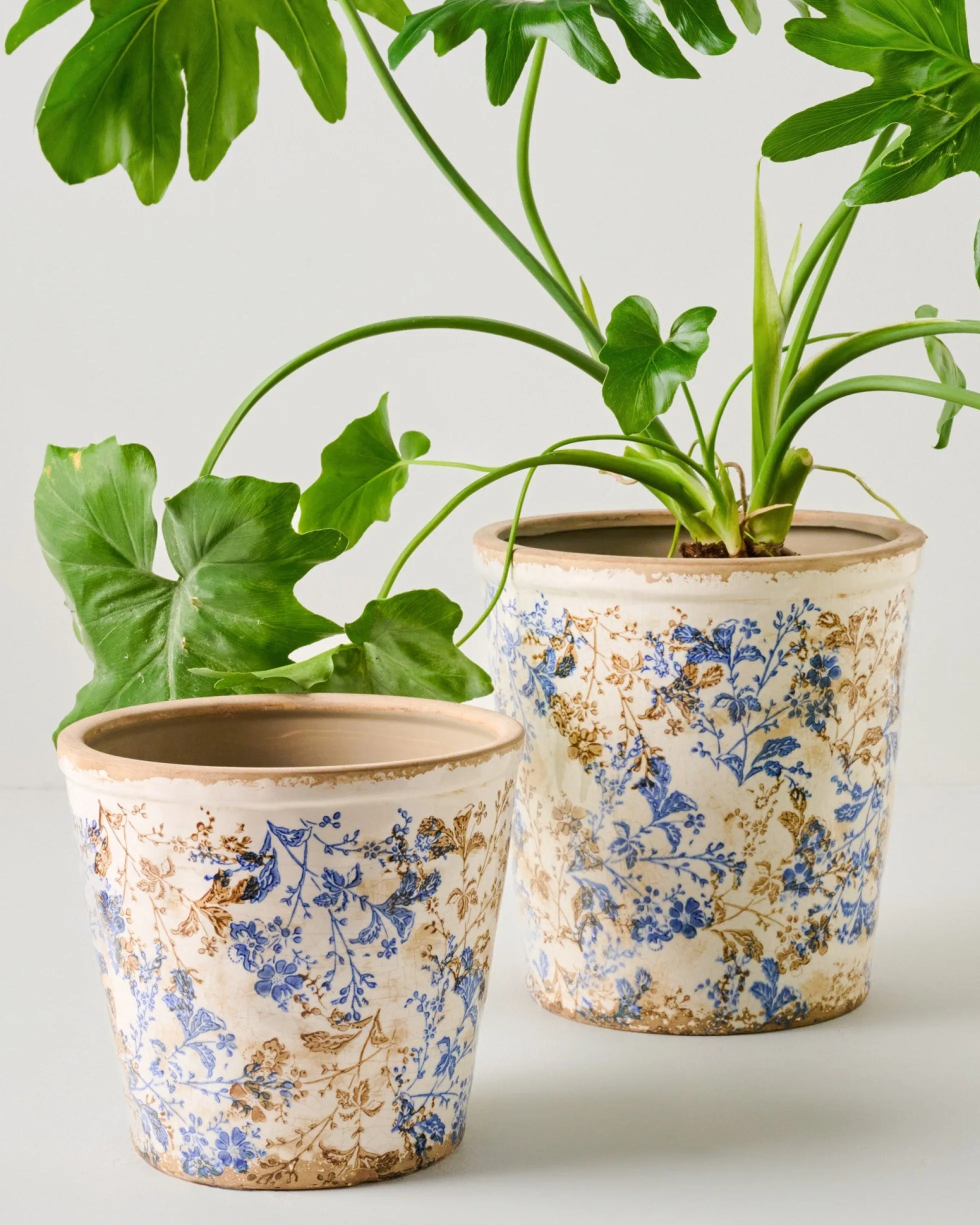 Blue and White Distressed Planter