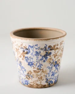 Blue and White Distressed Planter