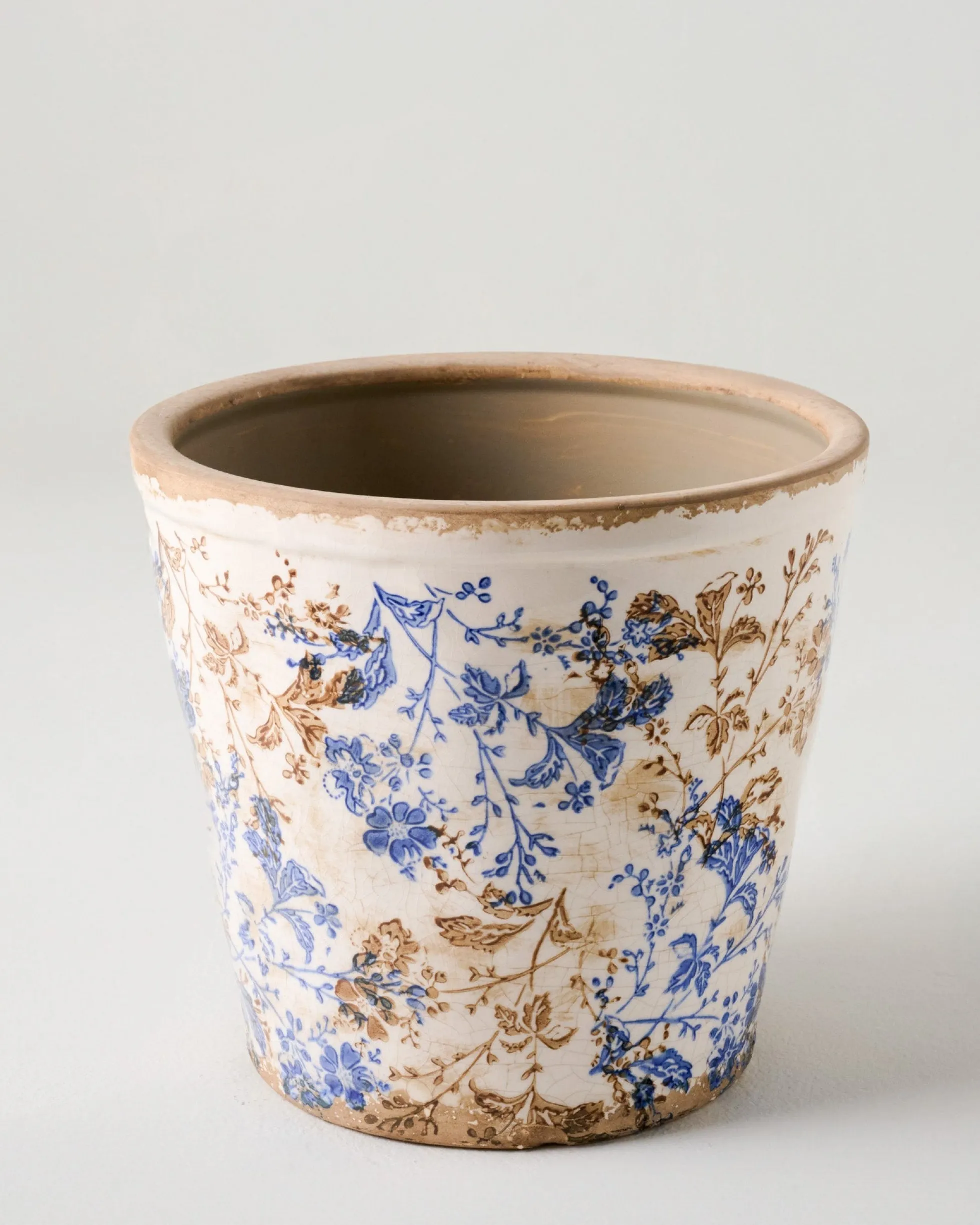 Blue and White Distressed Planter