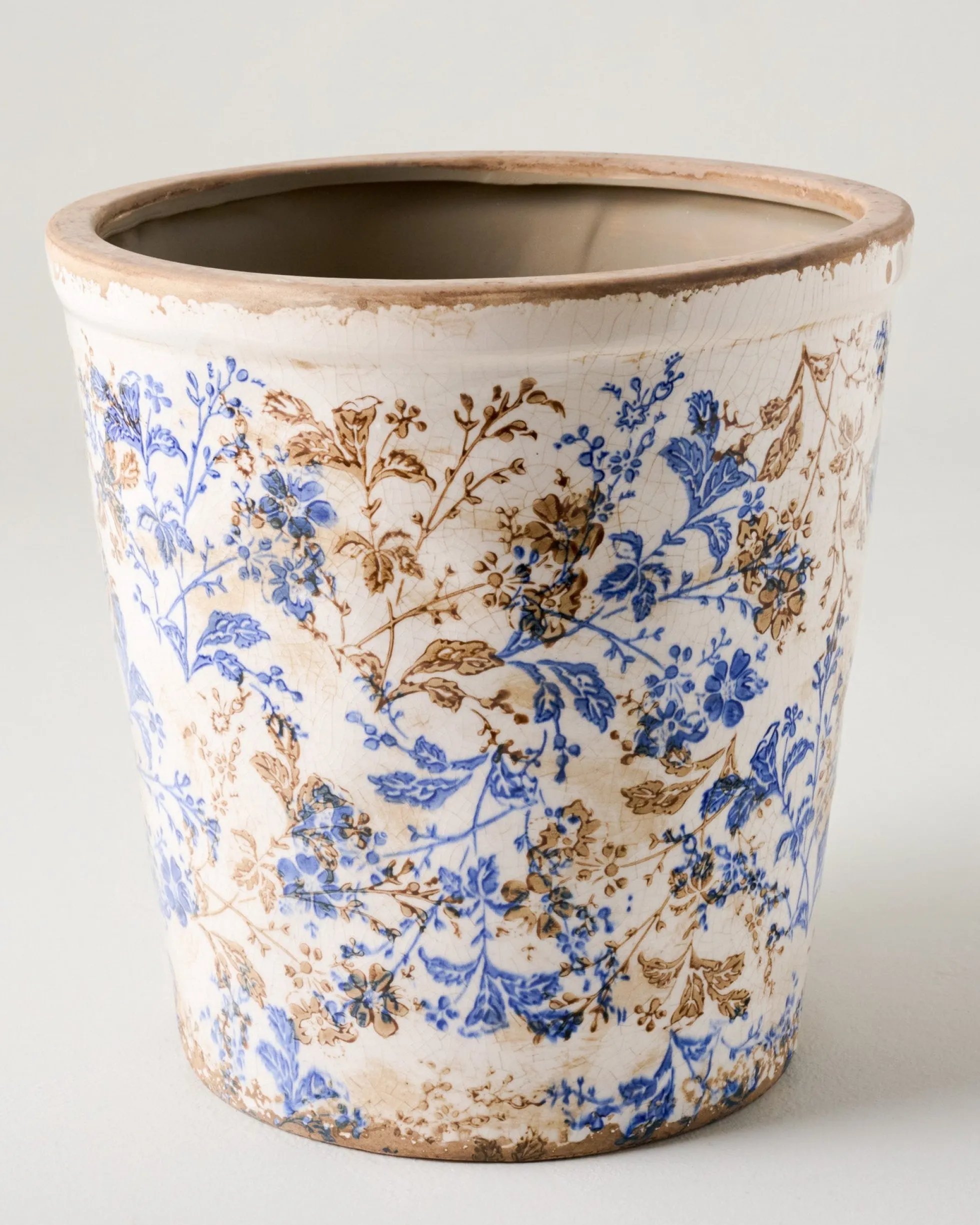 Blue and White Distressed Planter
