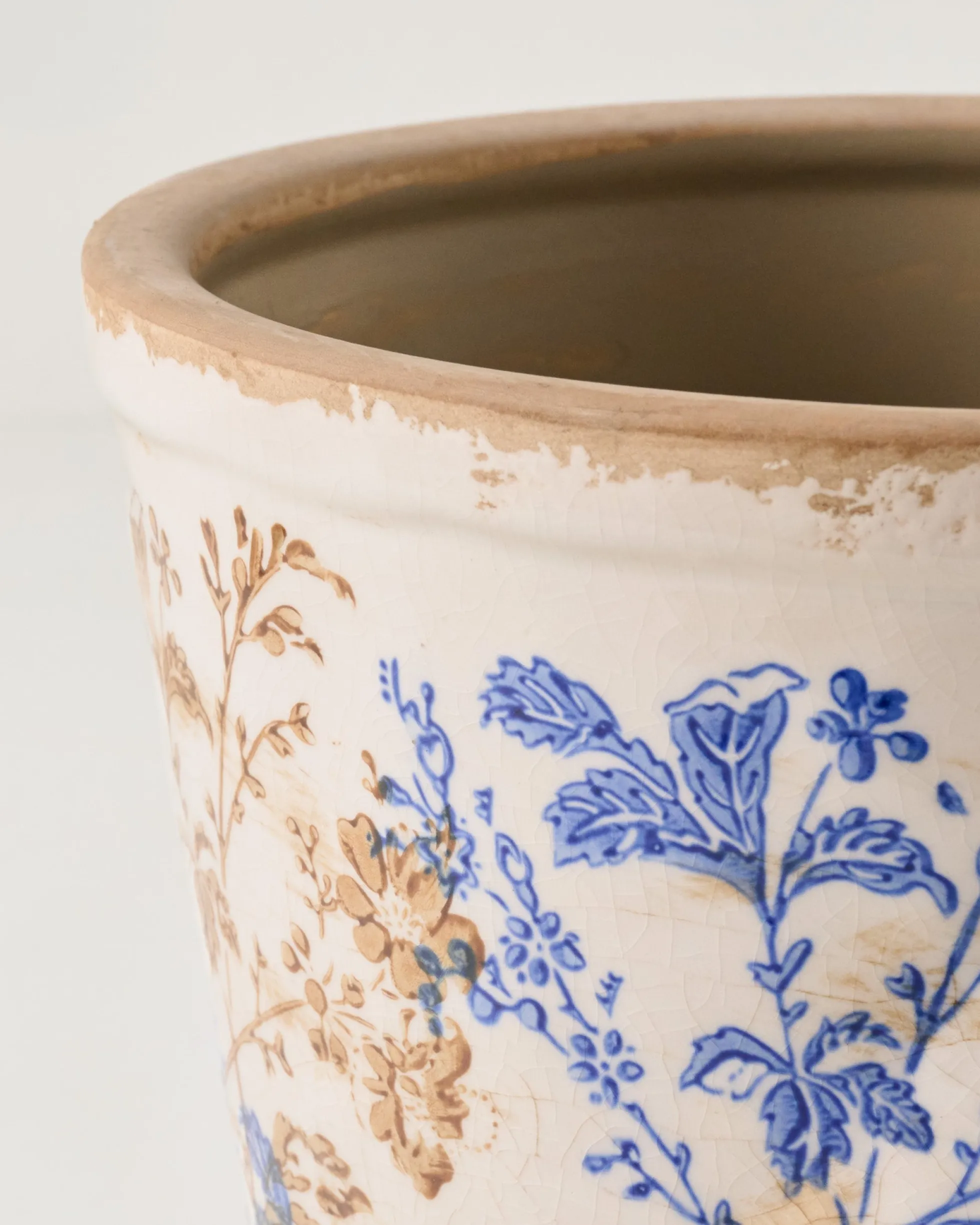 Blue and White Distressed Planter
