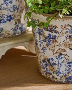 Blue and White Distressed Planter