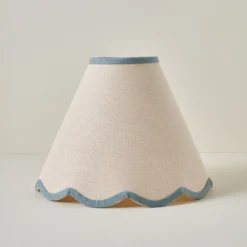 Blue Wavy Trim Linen Shade