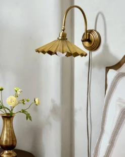 Brass Pleat Plug-in Sconce