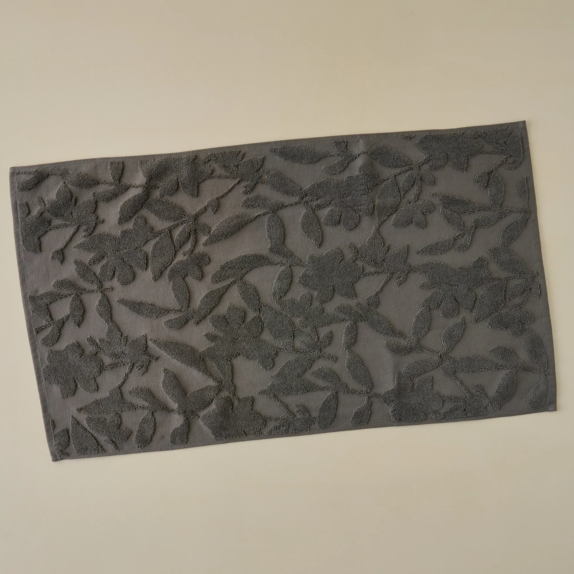Brown Floral Jacquard Bath Mat