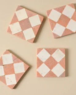 Carmella Checkered Marble Coasters Set of Four
