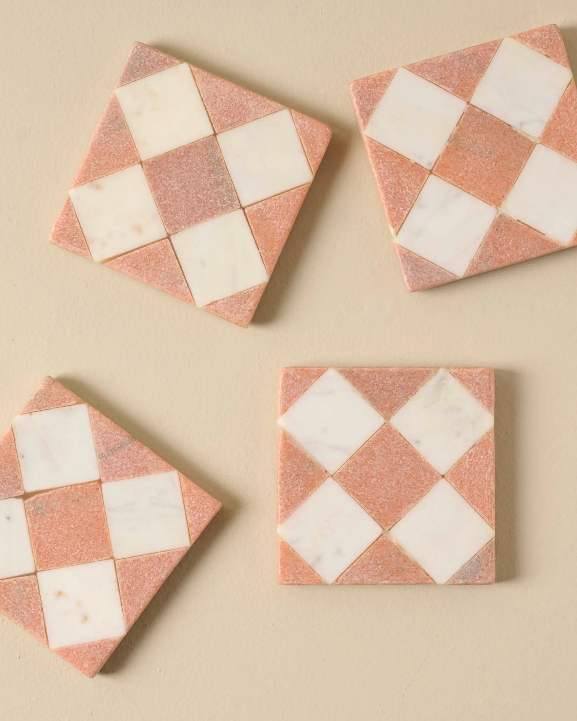Carmella Checkered Marble Coasters Set of Four