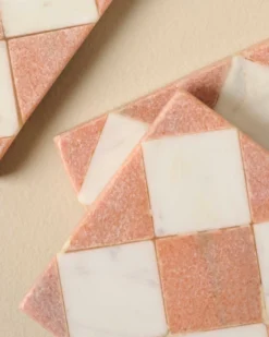 Carmella Checkered Marble Coasters Set of Four