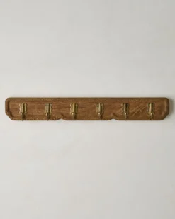 Caroline Carved Wood and Brass Hook Rack