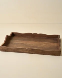 Caroline Carved Wood Scalloped Tray