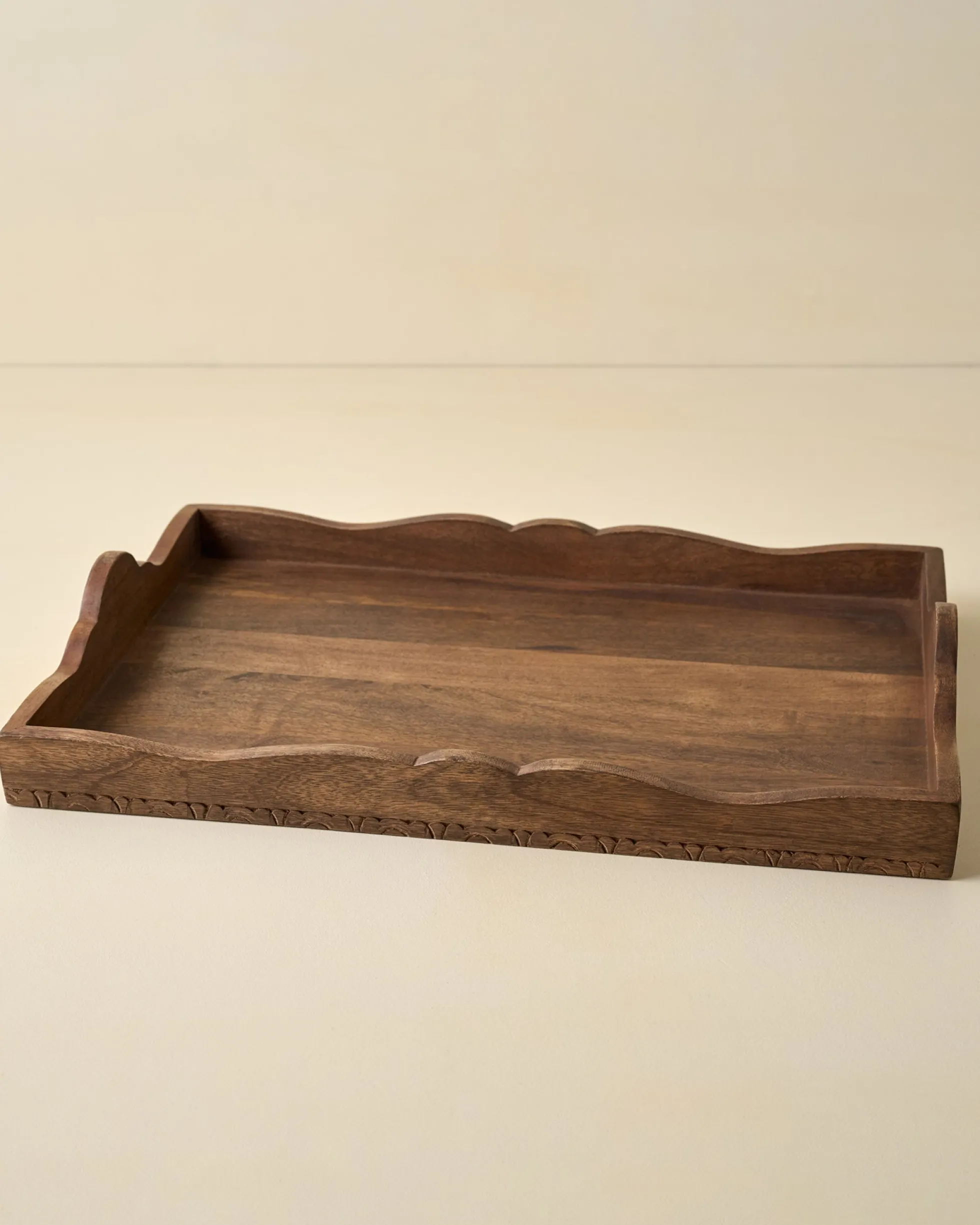 Caroline Carved Wood Scalloped Tray