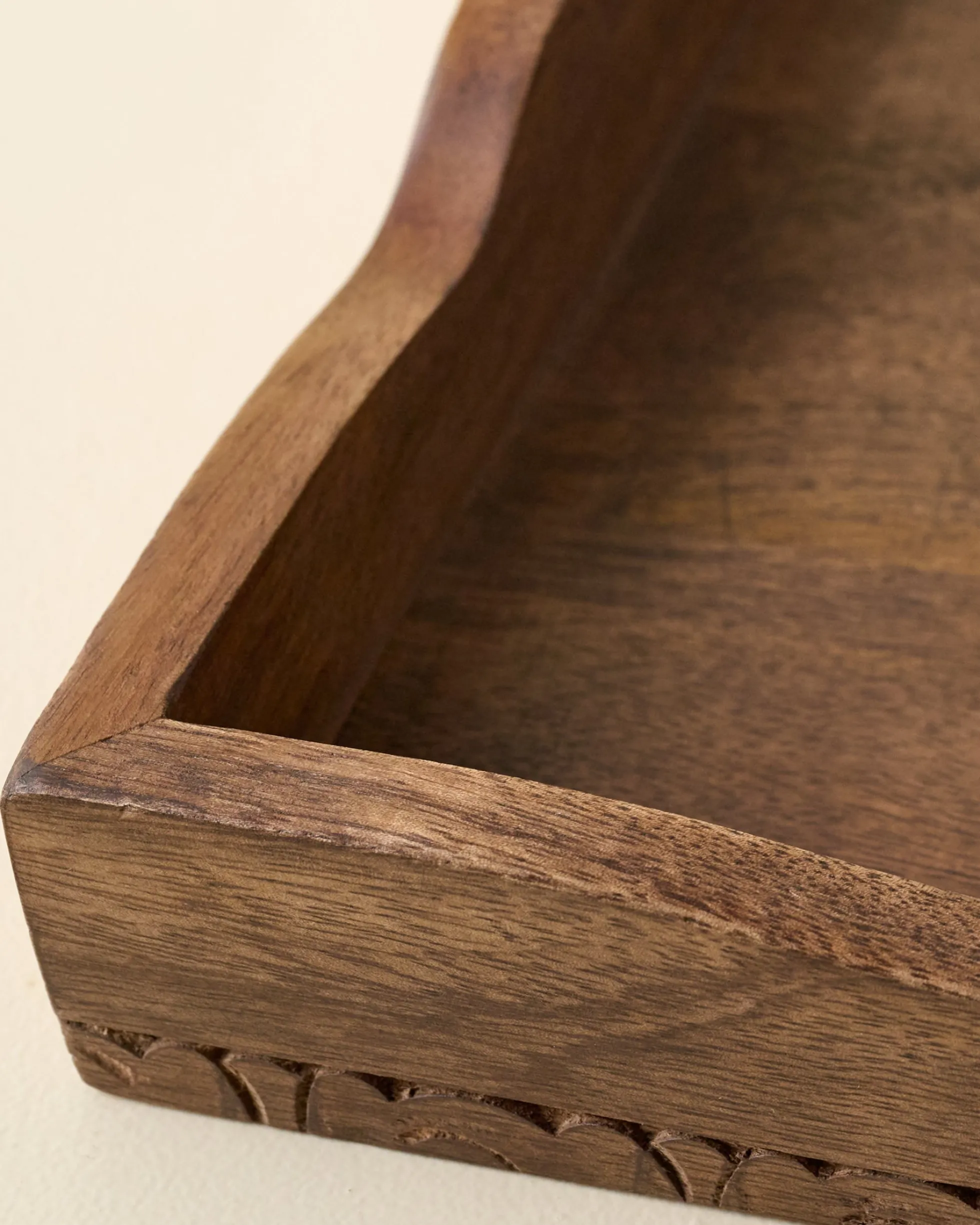 Caroline Carved Wood Scalloped Tray