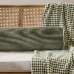 Channeled Velvet Bolster Pillow