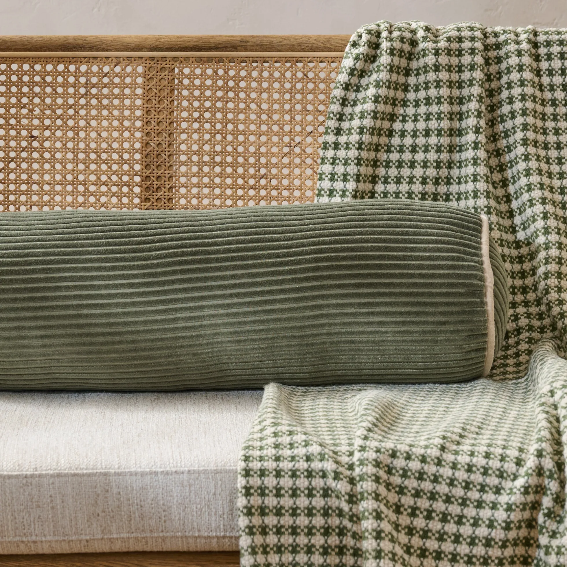 Channeled Velvet Bolster Pillow