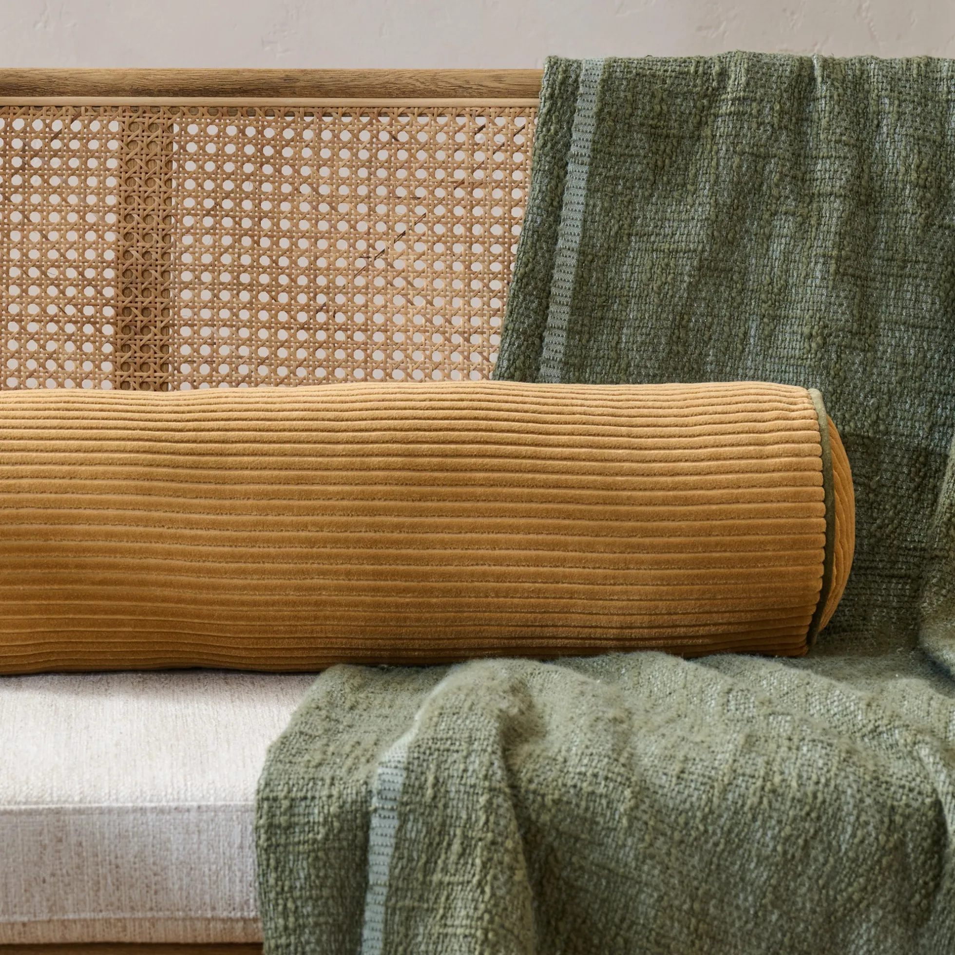 Channeled Velvet Bolster Pillow