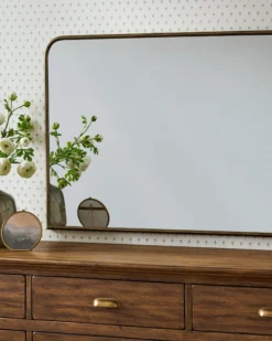 Collin Ribbed Brass Mantel Mirror