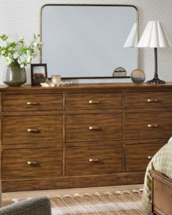 Collin Ribbed Brass Mantel Mirror