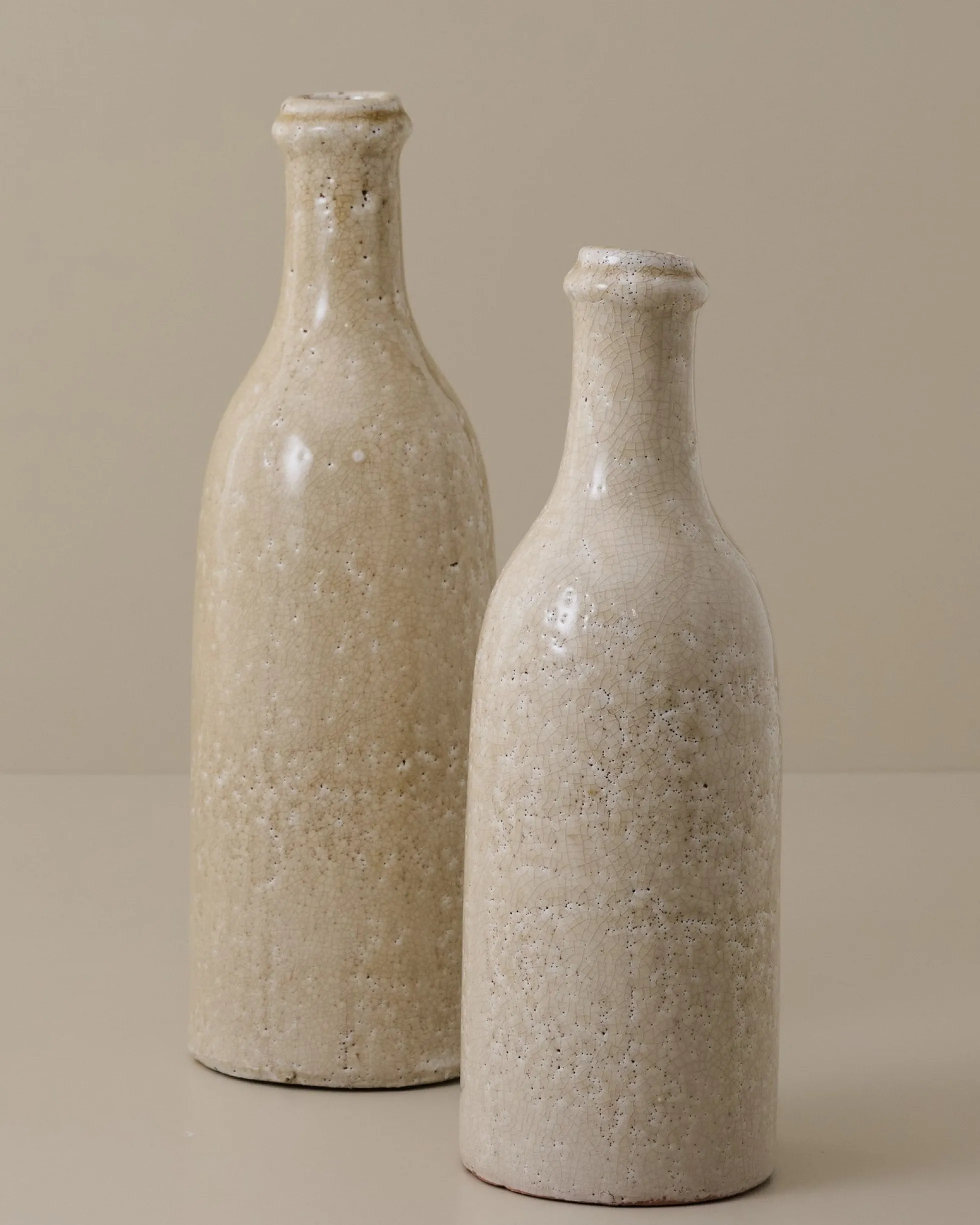 Cream Crackle Bottle Vase