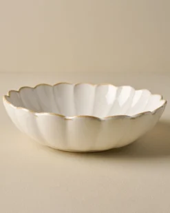 Cream Scalloped Serving Bowl