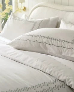 Daphne Green Cross-Stitch Duvet Cover