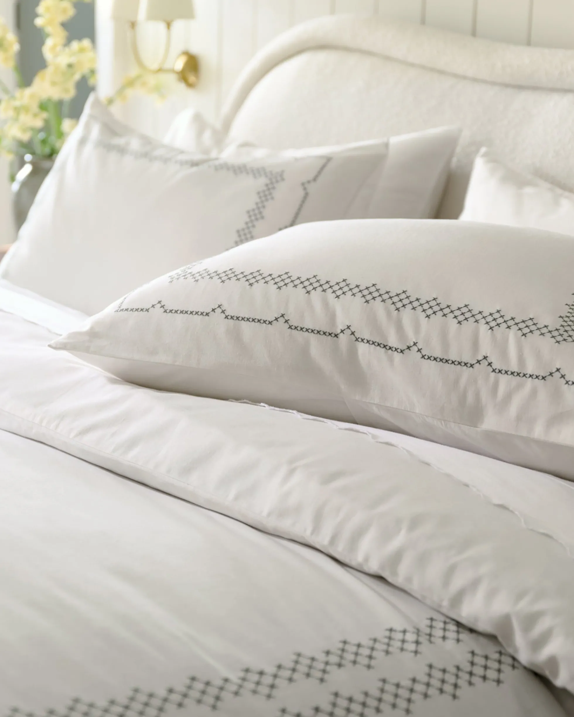 Daphne Green Cross-Stitch Duvet Cover