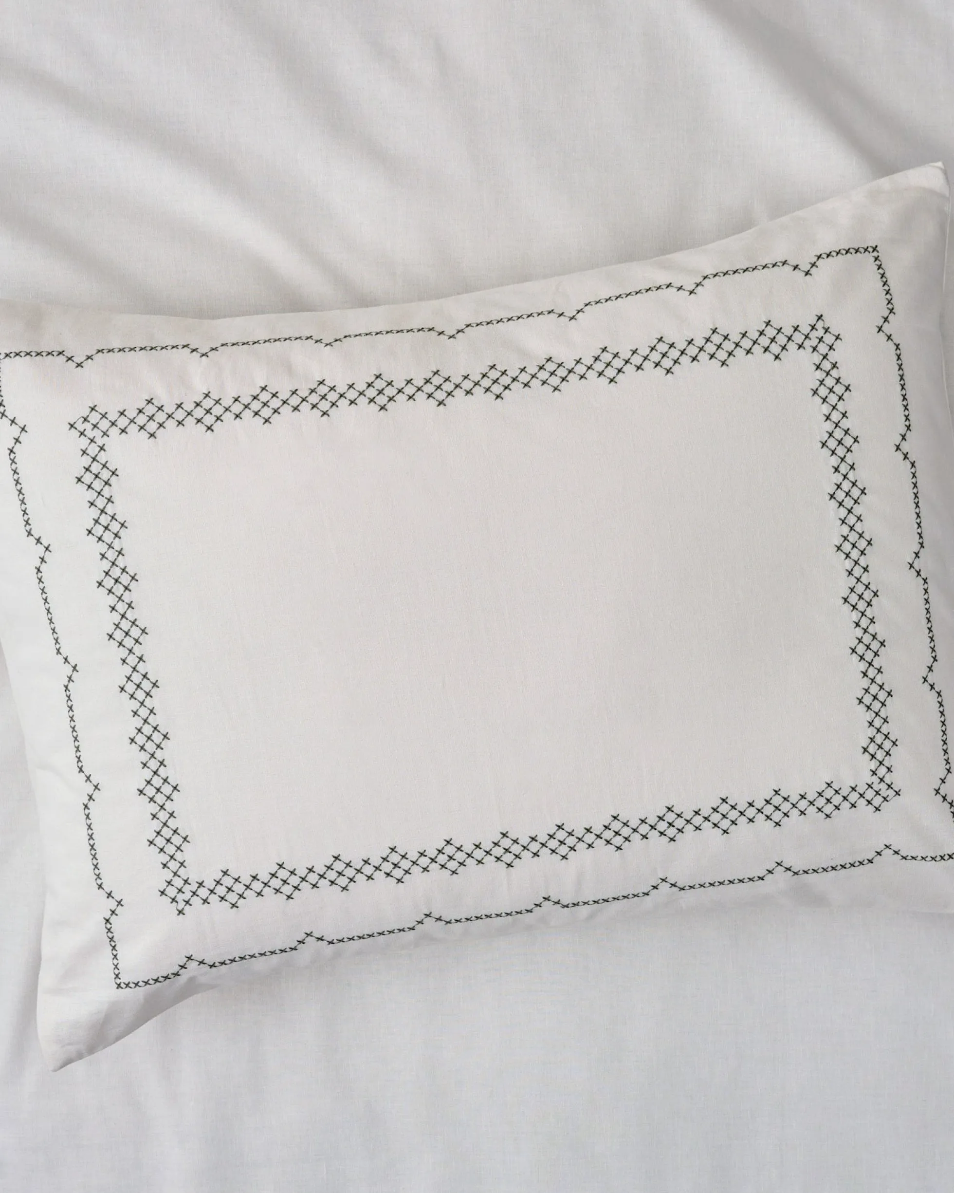 Daphne Green Cross-Stitch Sham