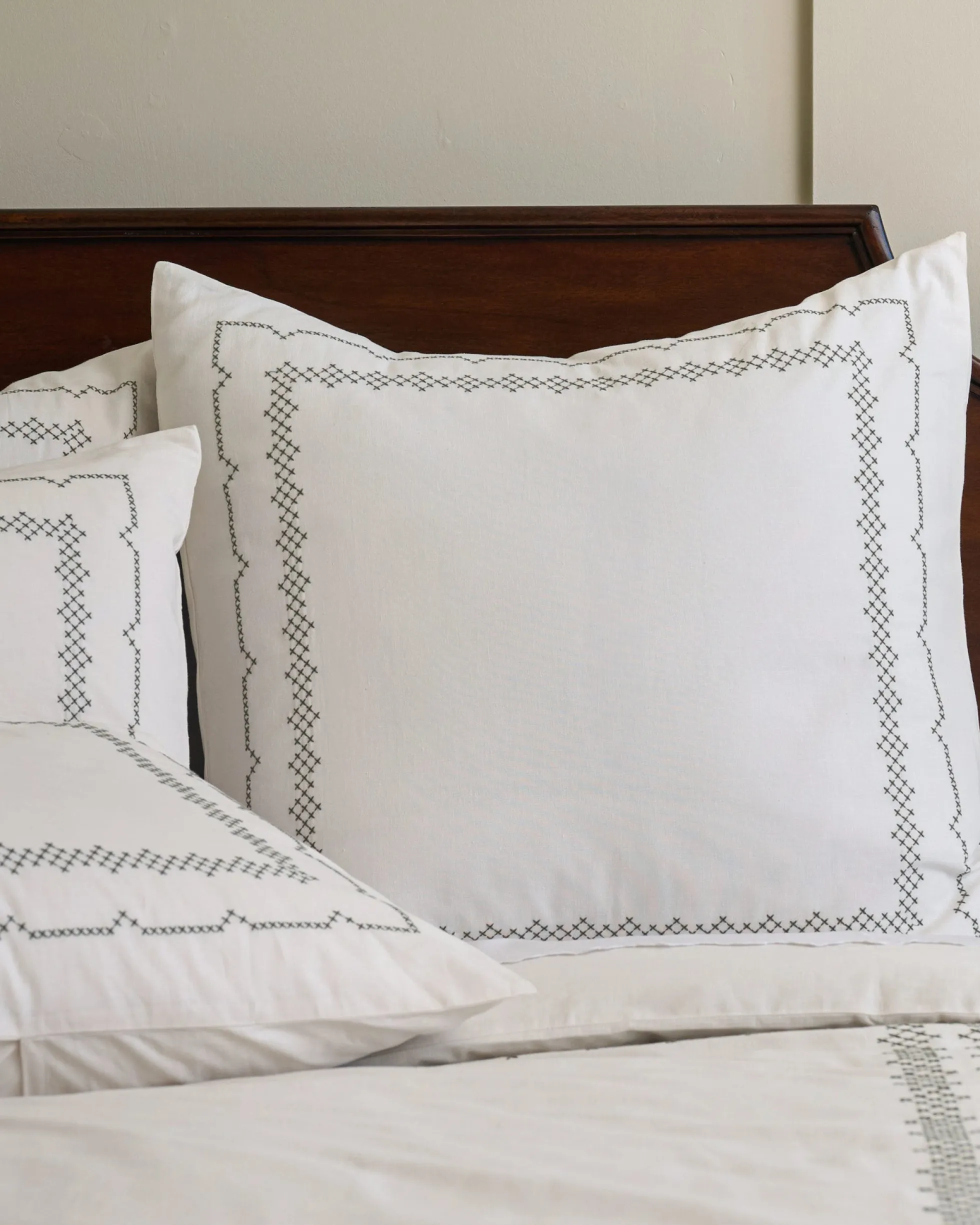 Daphne Green Cross-Stitch Sham