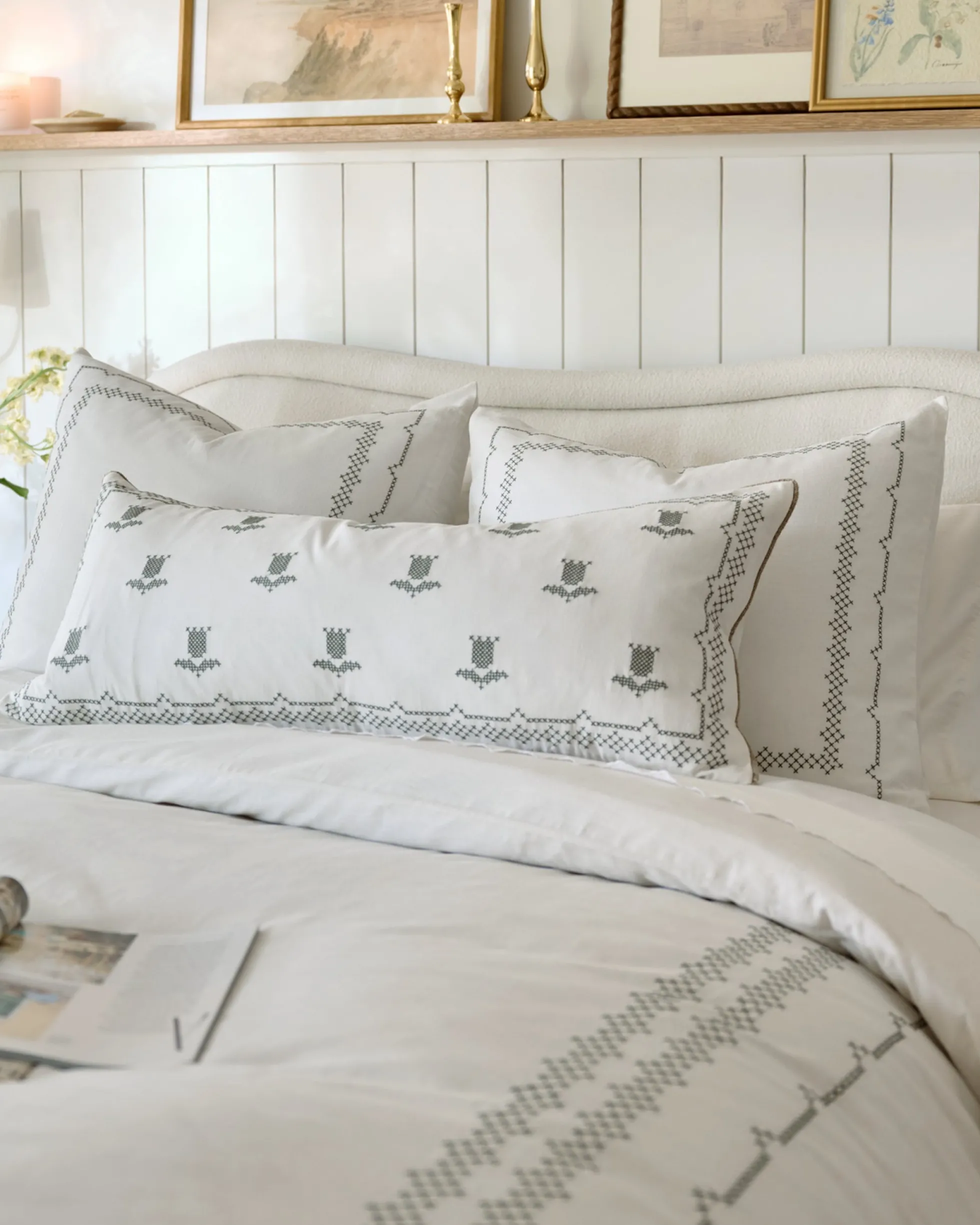 Daphne Green Cross-Stitch Sham