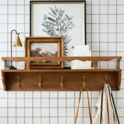 Daphne Wood and Brass Display Shelf