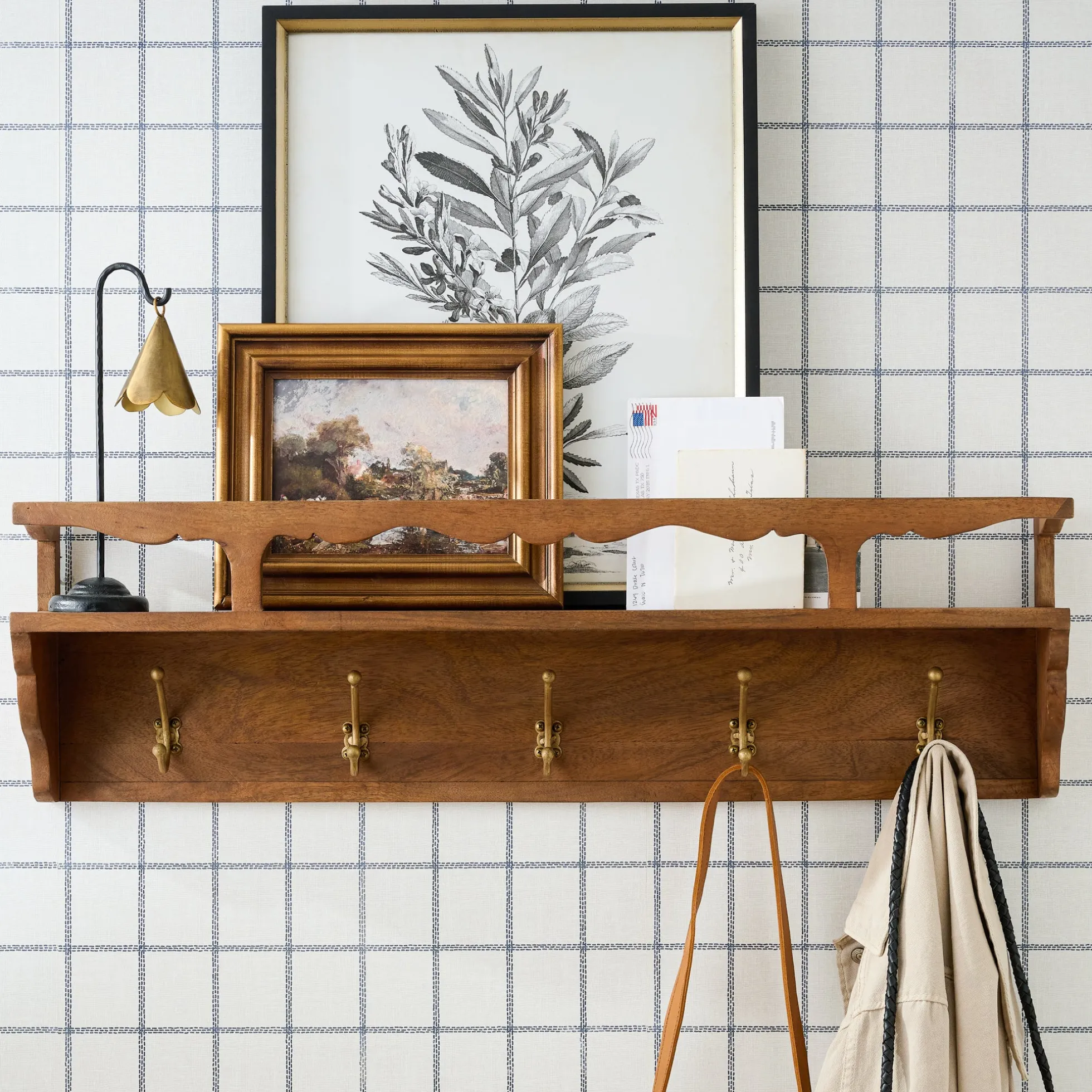 Daphne Wood and Brass Display Shelf