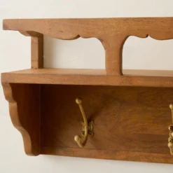 Daphne Wood and Brass Display Shelf