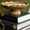 Decorative Antiqued Wood Footed Bowl