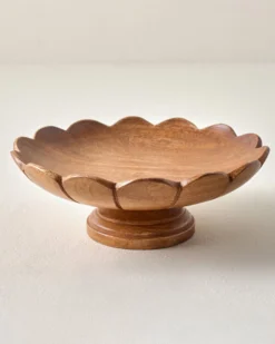 Decorative Antiqued Wood Footed Bowl