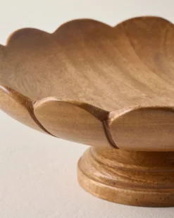 Decorative Antiqued Wood Footed Bowl
