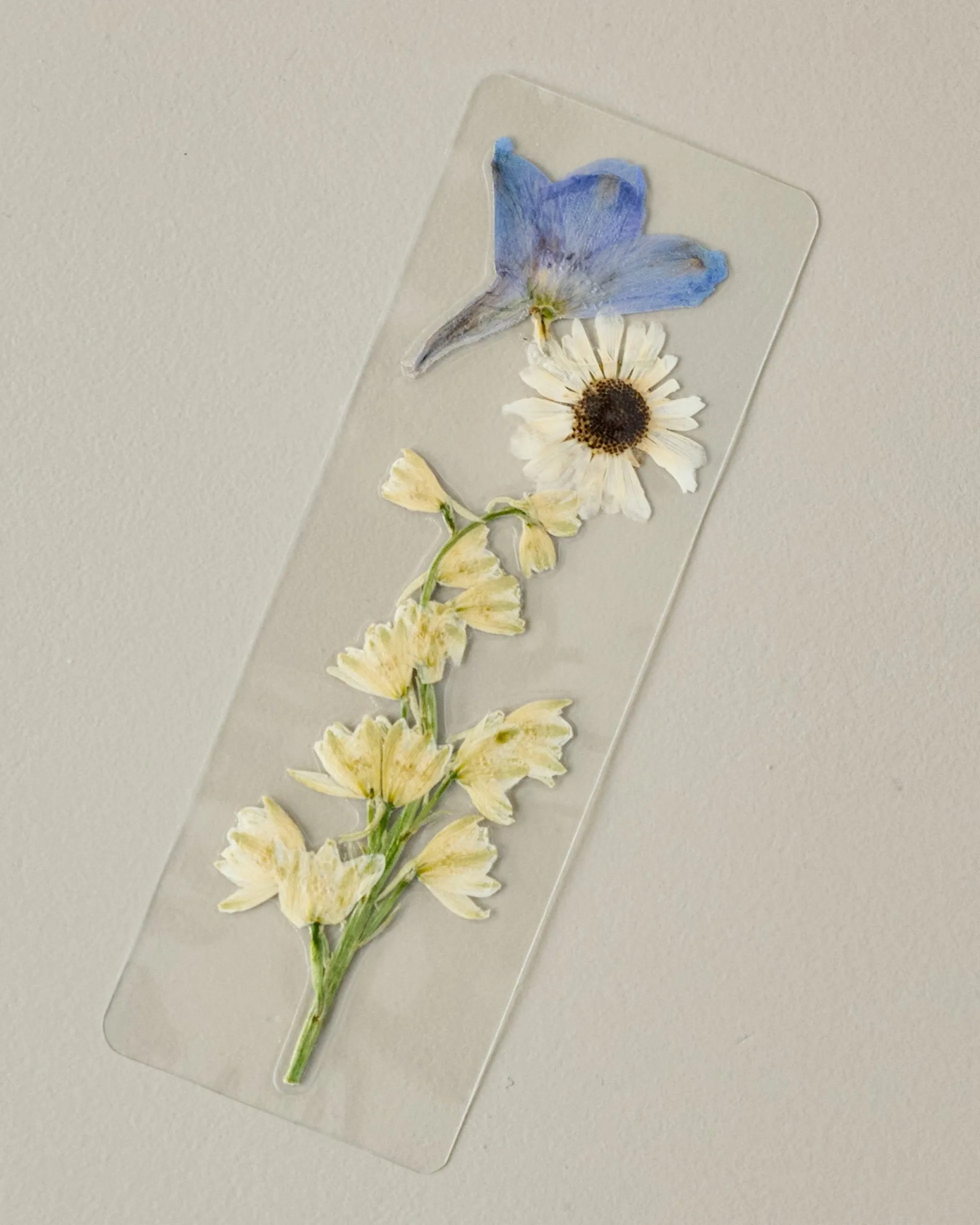 Delphinium and Daisy Pressed Floral Bookmark