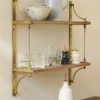 Double Parker Brass and Wood Shelf