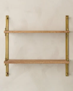 Double Parker Brass and Wood Shelf
