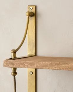 Double Parker Brass and Wood Shelf