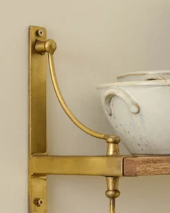 Double Parker Brass and Wood Shelf