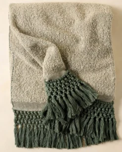Dusty Green Essential Tassel Throw