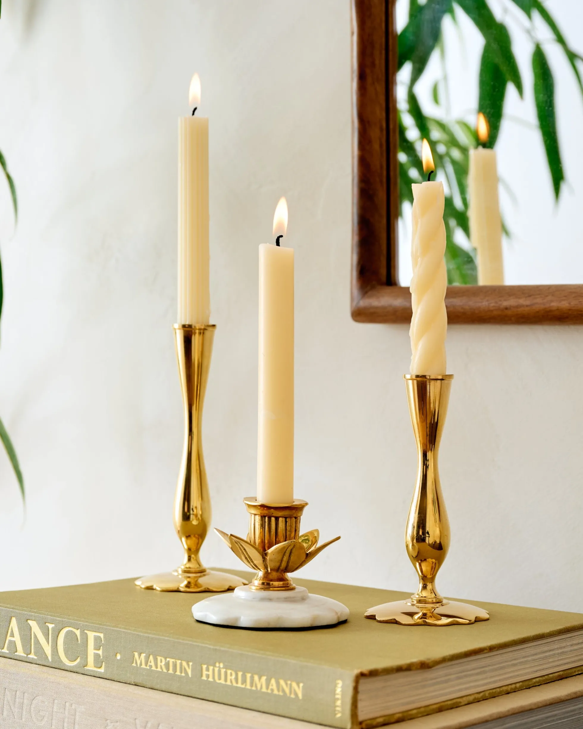 Eden Solid Brass Tulip Taper Holder