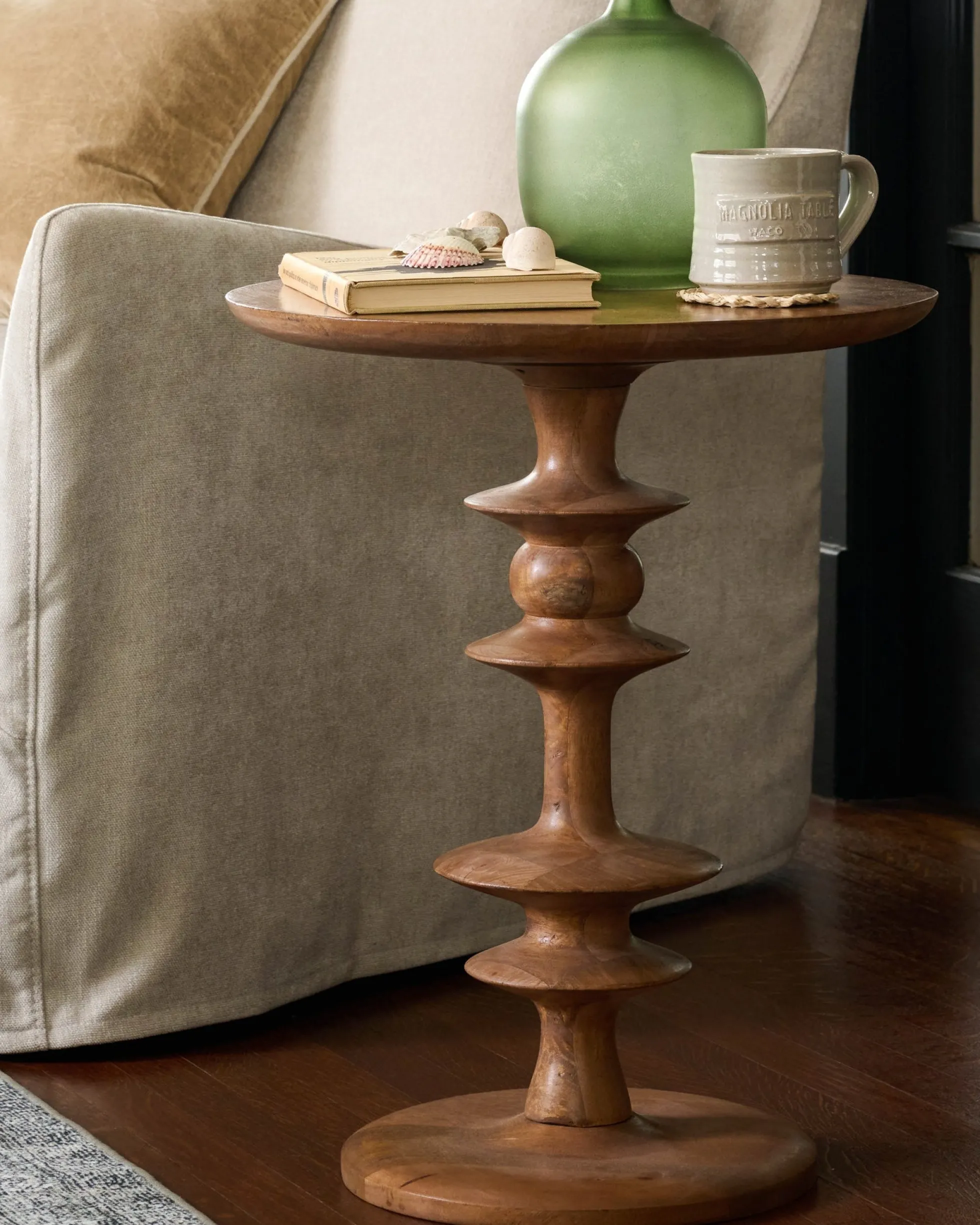 Enzo Turned Wood Side Table