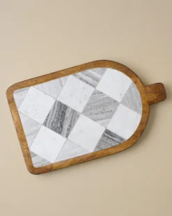 Everett Checkered Marble Serving Board