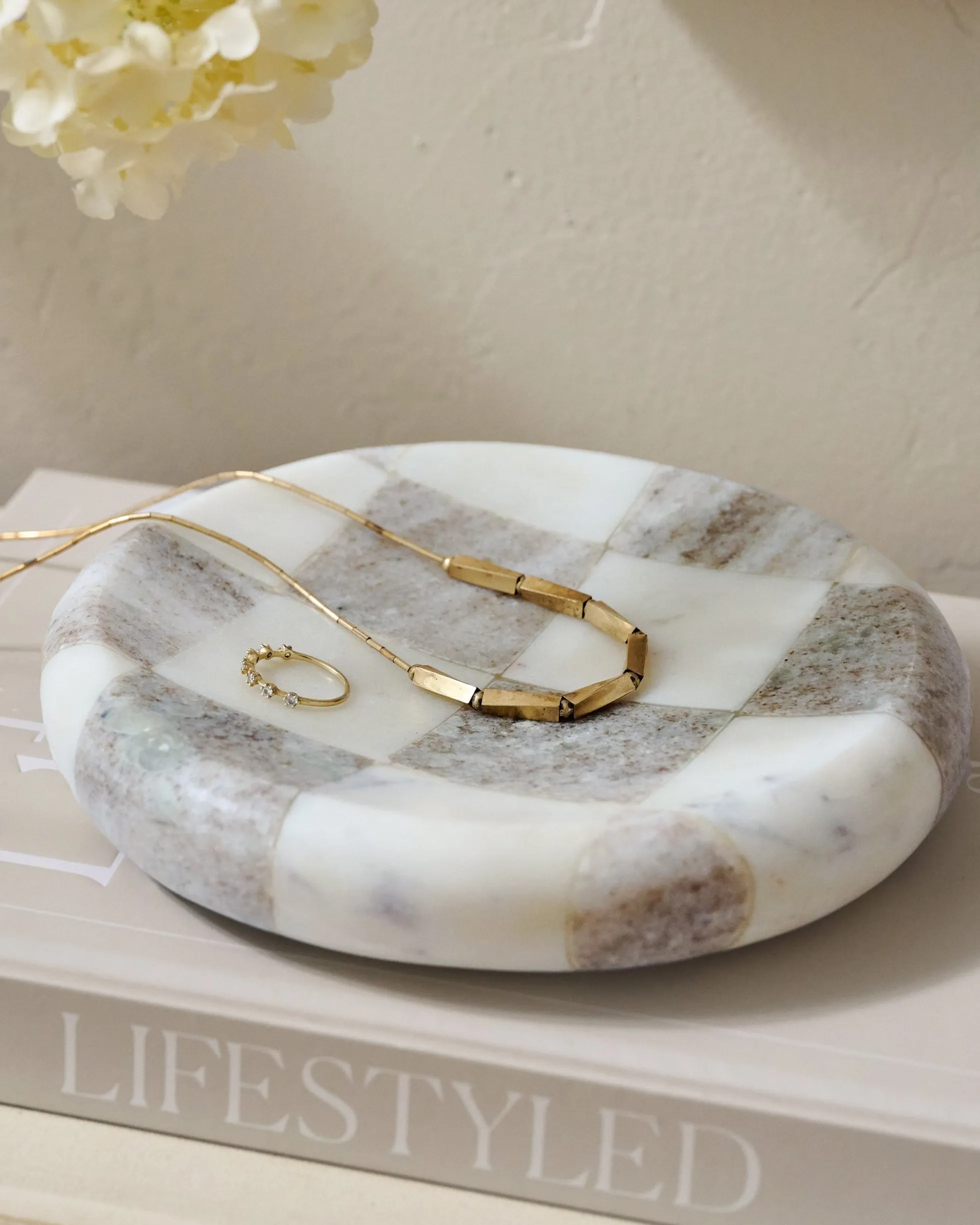 Everett Checkered Marble Trinket Tray