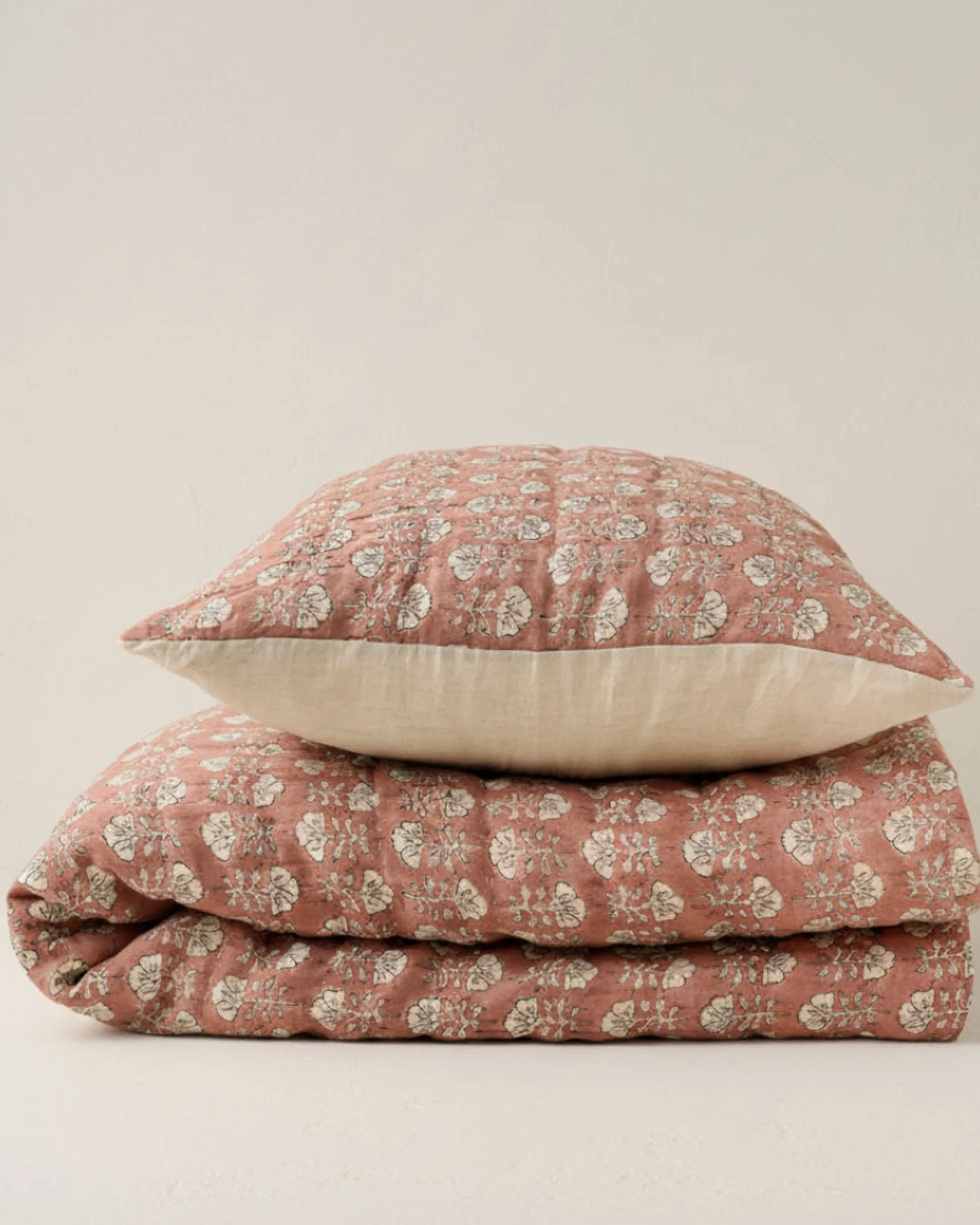 Flora Block Print Pillow Sham - Desert Clay