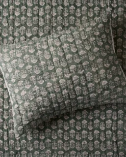 Flora Block Print Pillow Sham - Dusty Green
