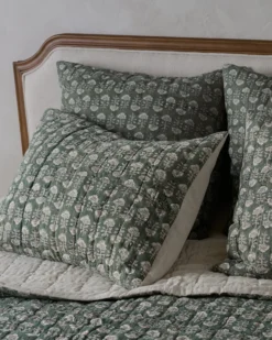 Flora Block Print Pillow Sham - Dusty Green