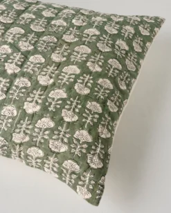Flora Block Print Pillow Sham - Dusty Green