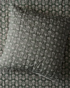 Flora Block Print Pillow Sham - Dusty Green