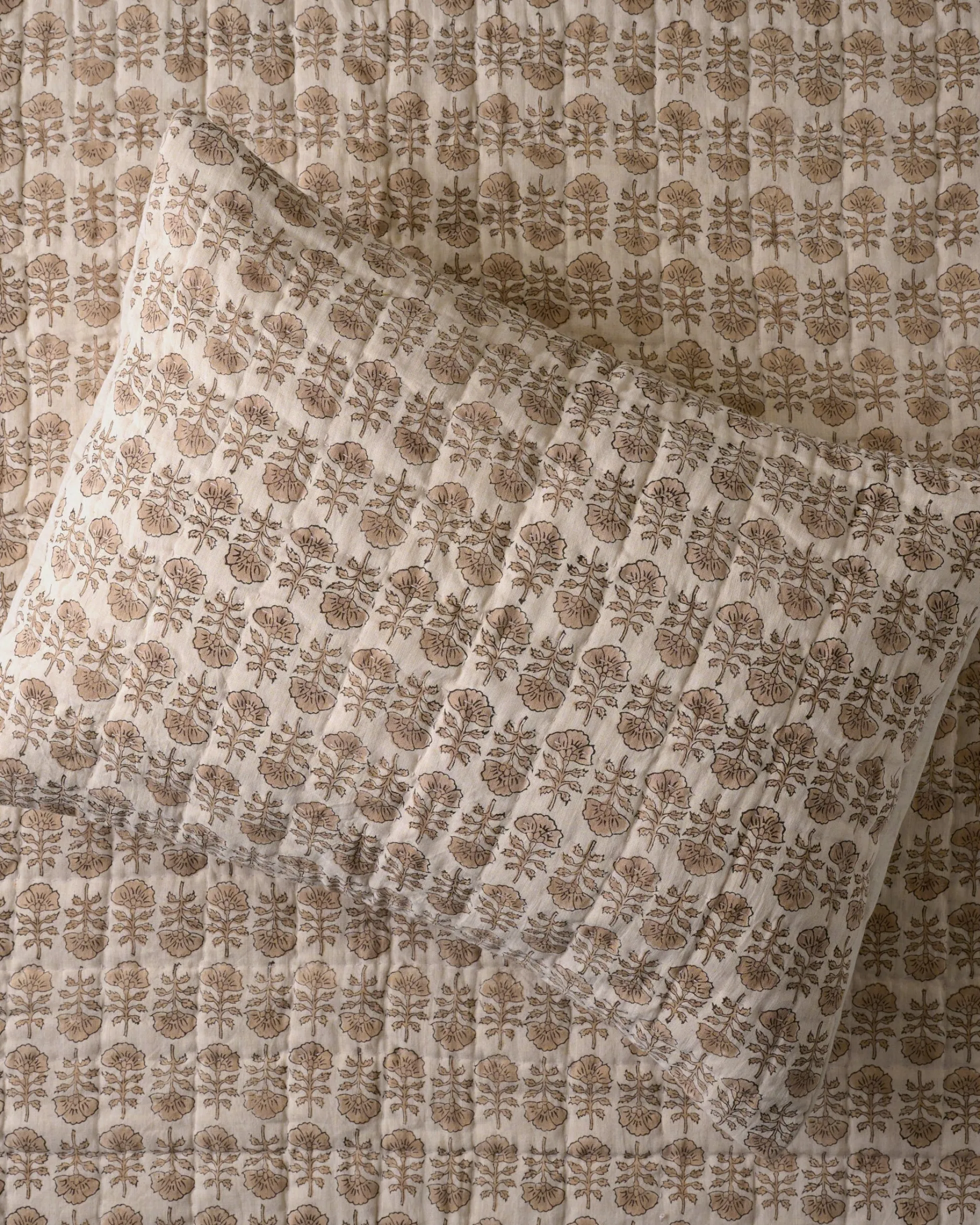 Flora Block Print Pillow Sham - Natural